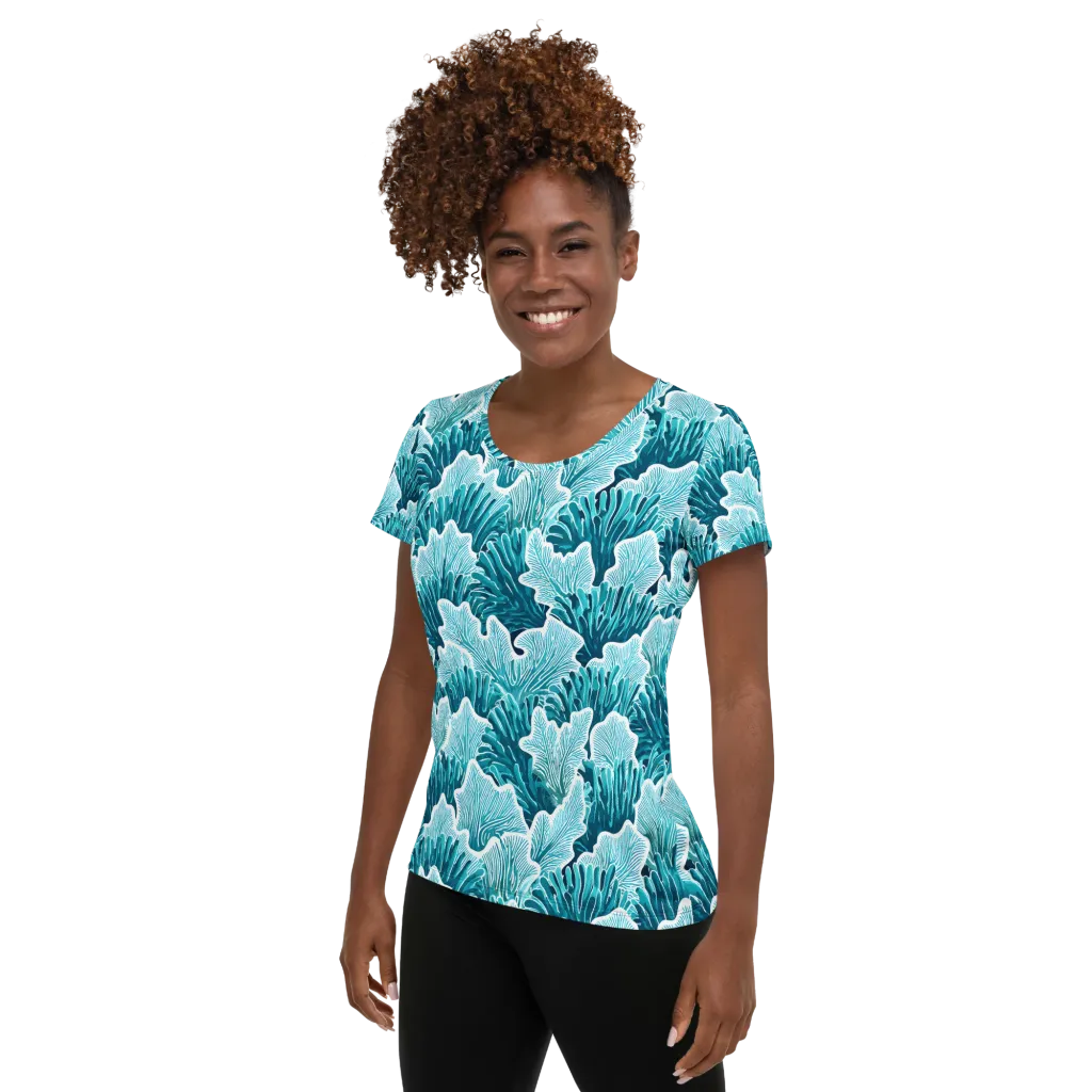 Azure Coral on Women's Athletic T-Shirt — Left