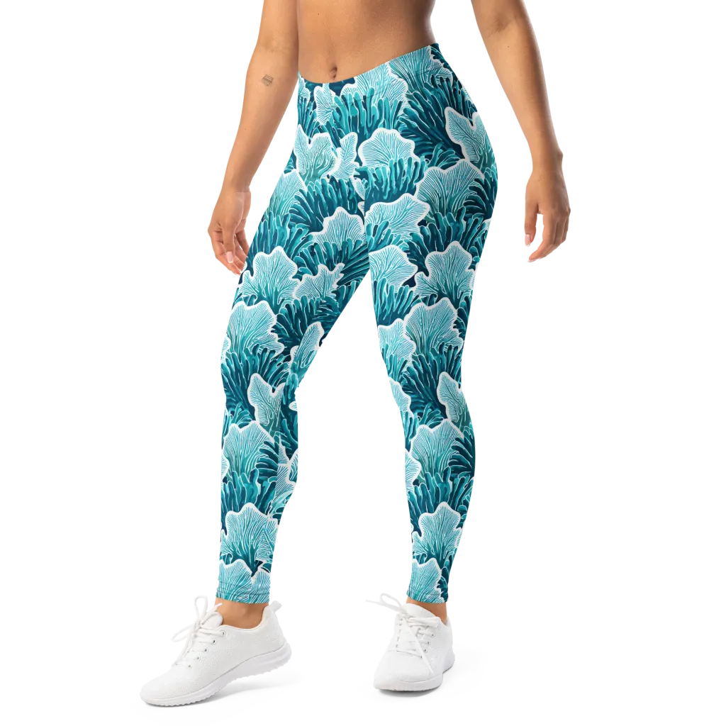 Azure Coral on Leggings — Left Front