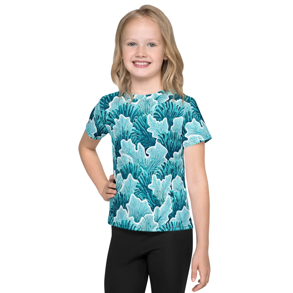 Azure Coral on Kids Crew Neck T-Shirt — Front