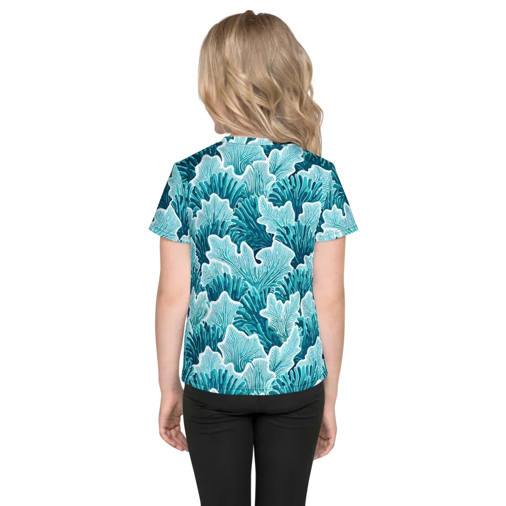 Azure Coral on Kids Crew Neck T-Shirt — Back
