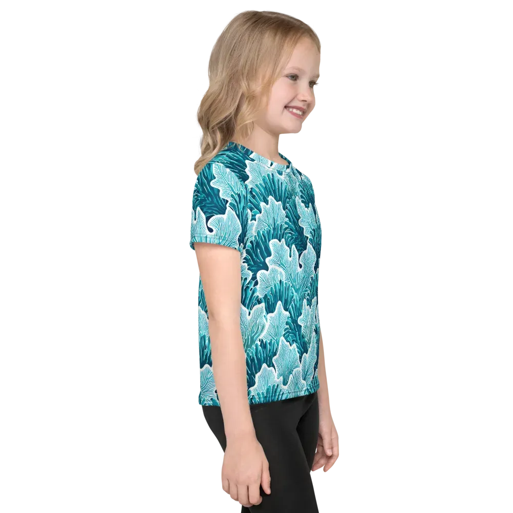 Azure Coral on Kids Crew Neck T-Shirt — Right