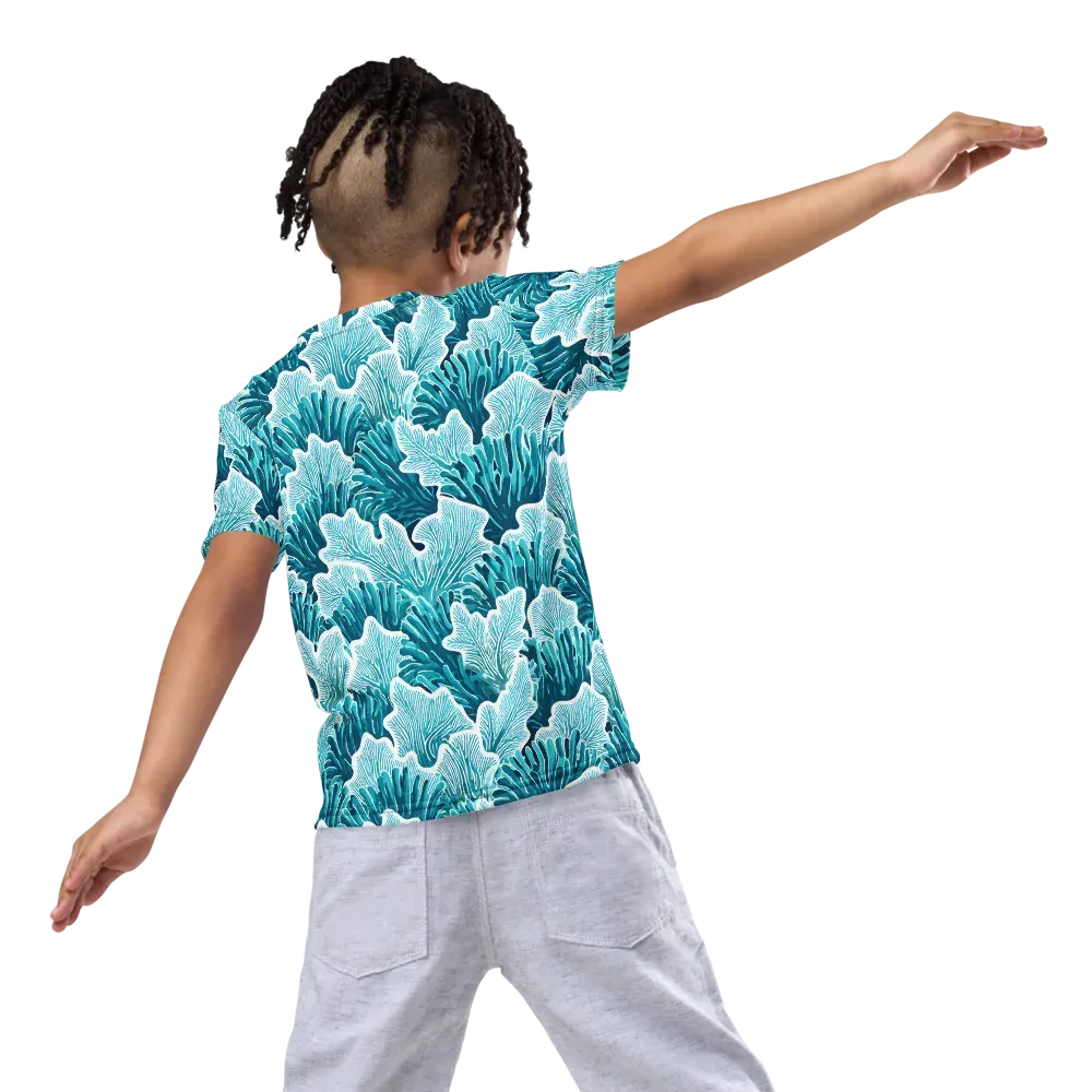 Azure Coral on Kids Crew Neck T-Shirt — Back