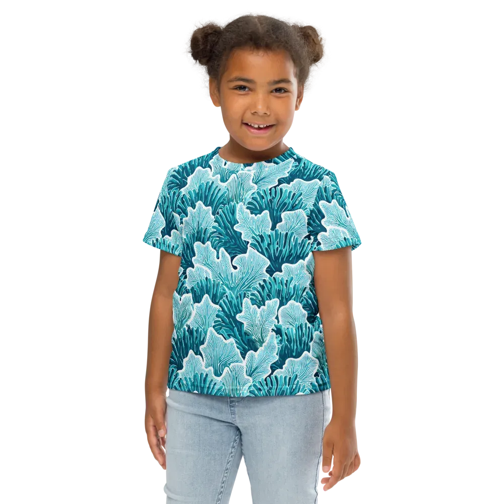 Azure Coral on Kids Crew Neck T-Shirt — Front