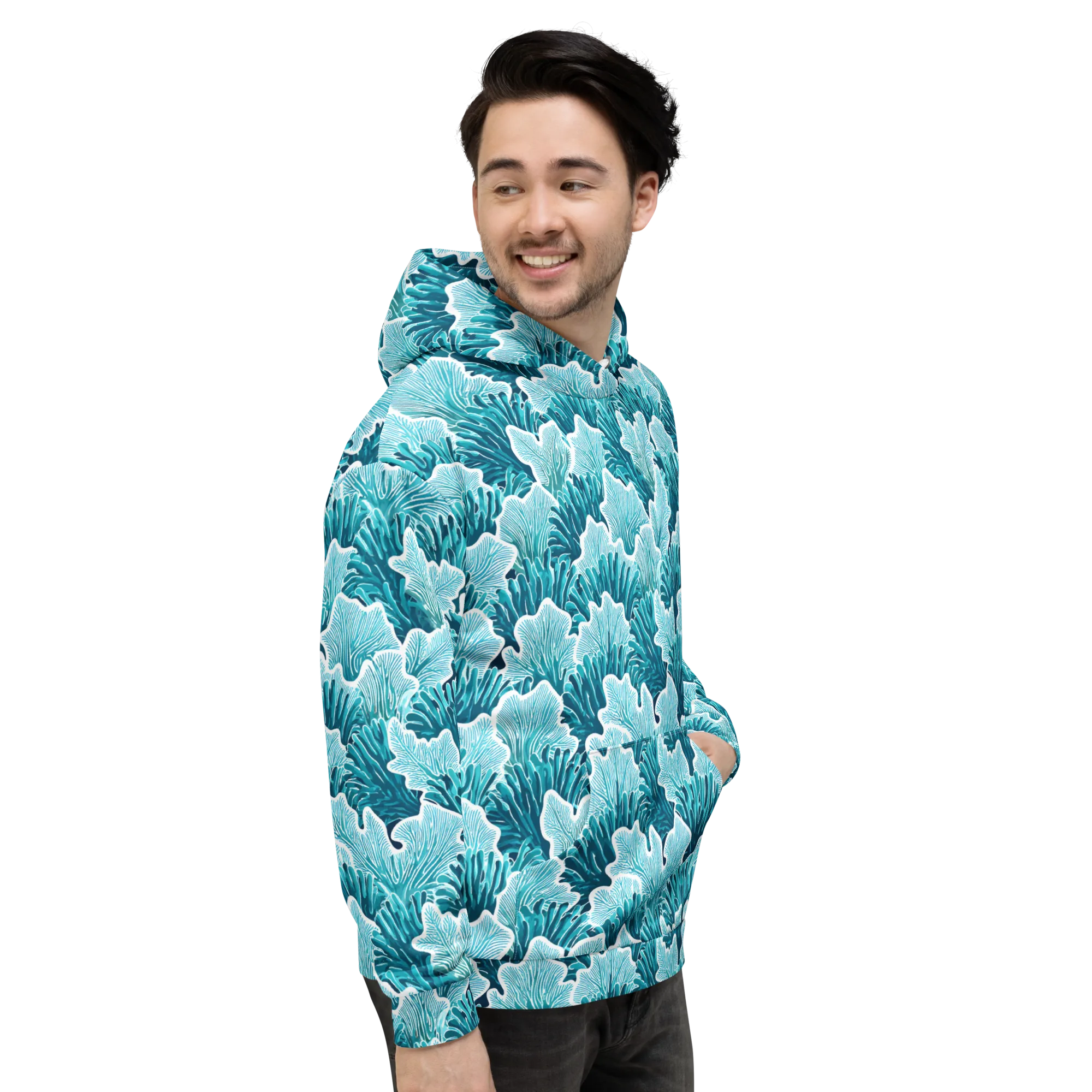 Azure Coral on Hoodie — Right