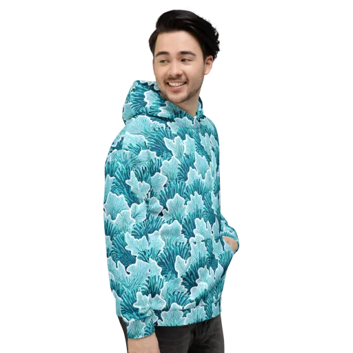 Azure Coral on a Hoodie