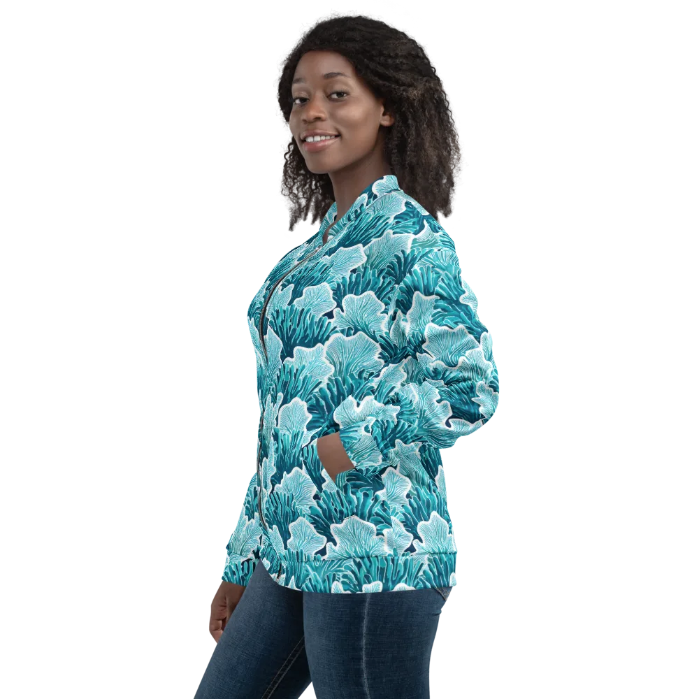 Azure Coral on Bomber Jacket — Left