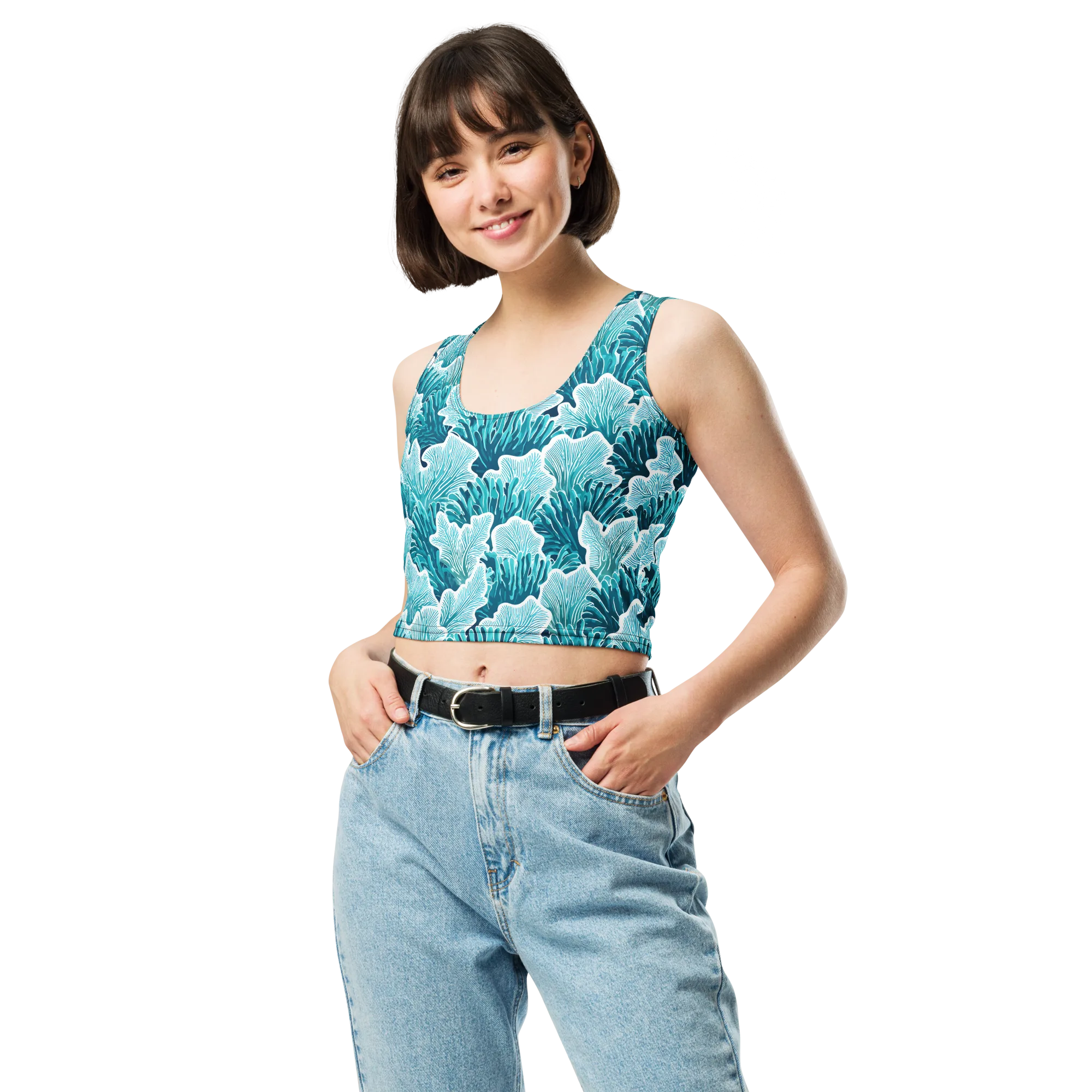 Azure Coral on Crop Top — Front
