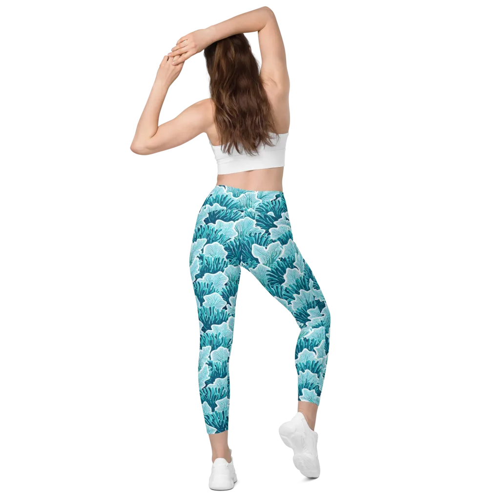 Azure Coral on Leggings with Pockets — Back