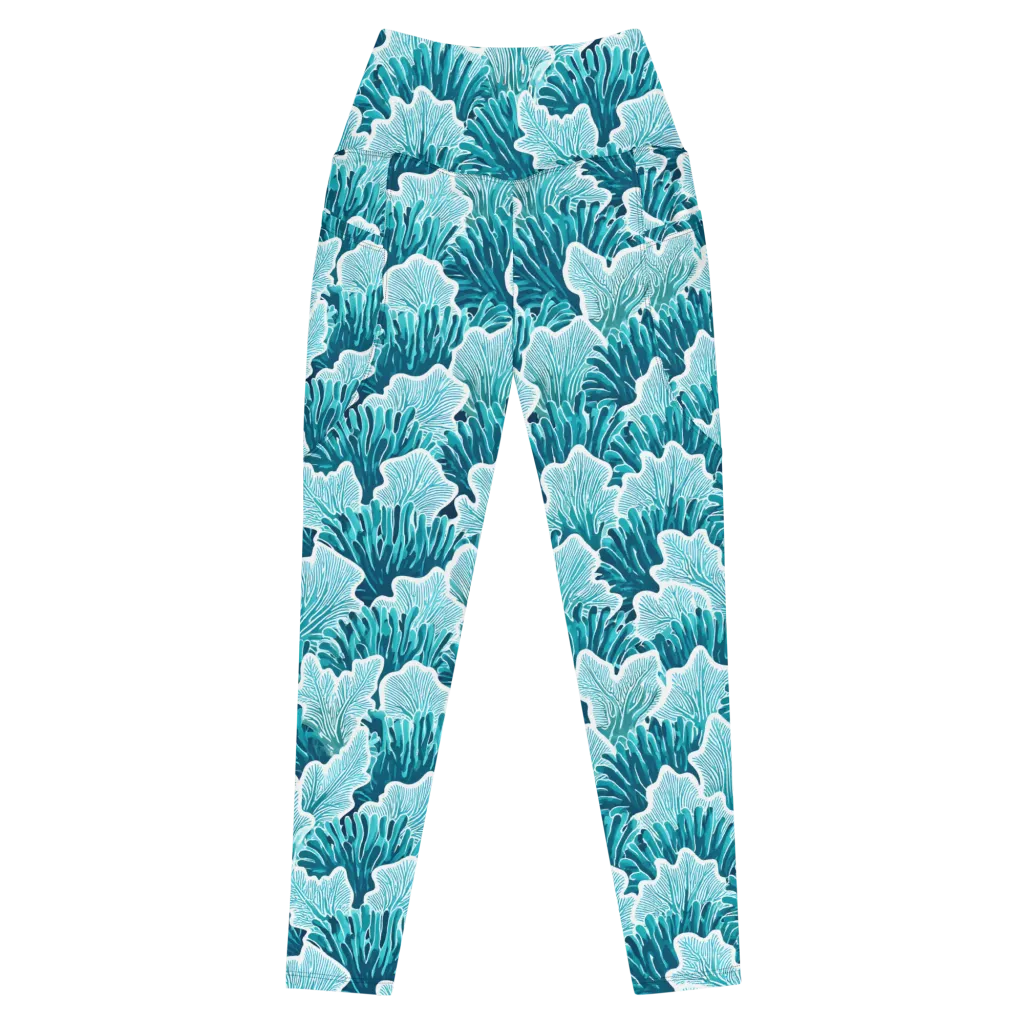 Azure Coral on Leggings with Pockets — Front