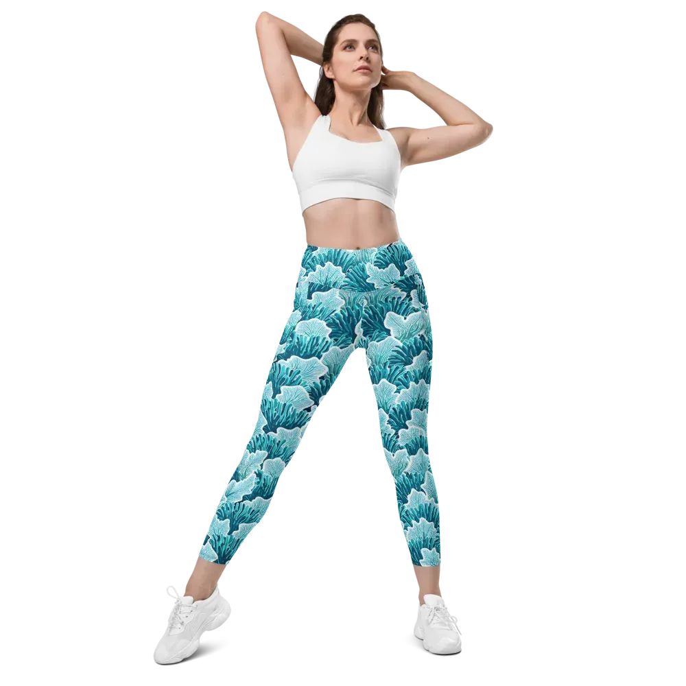 Azure Coral on Leggings with Pockets — Front