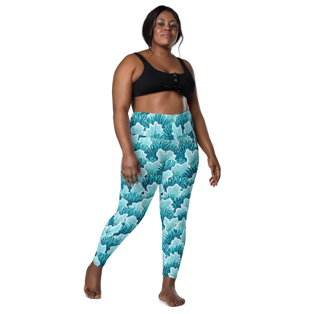 Azure Coral on Leggings with Pockets — Front