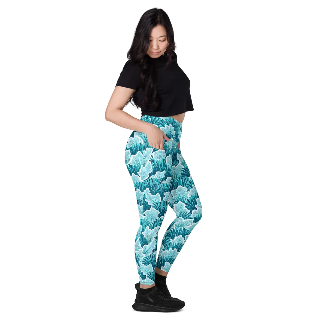 Azure Coral on Leggings with Pockets — Right