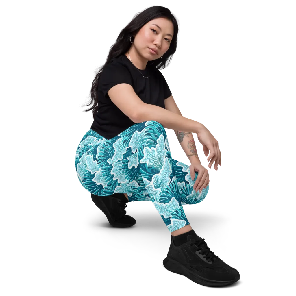 Azure Coral on Leggings with Pockets — Right Front