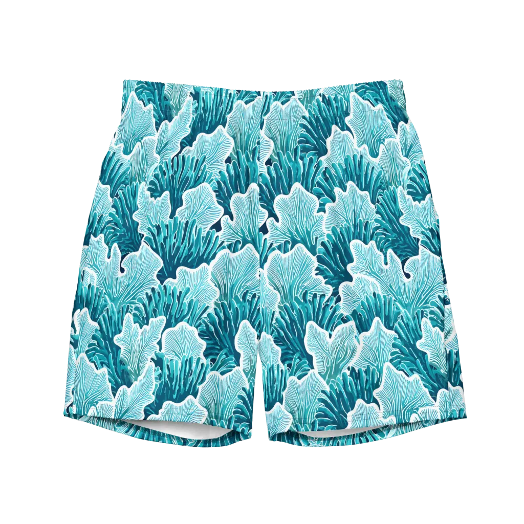 Azure Coral on Swim Trunks — Front