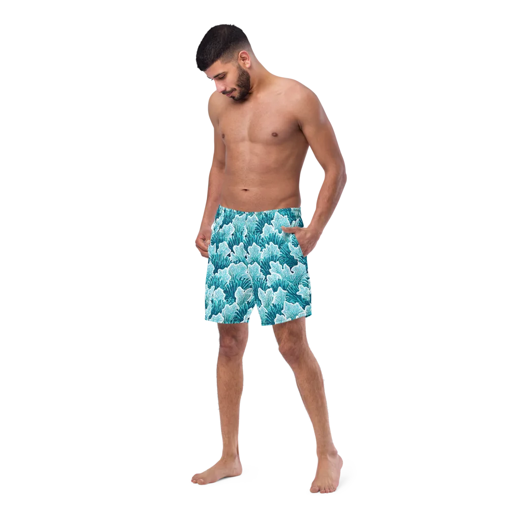 Azure Coral on Swim Trunks — Left Front
