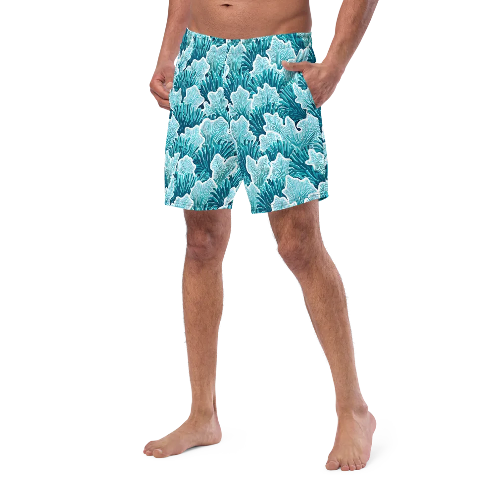 Azure Coral on Swim Trunks — Left Front