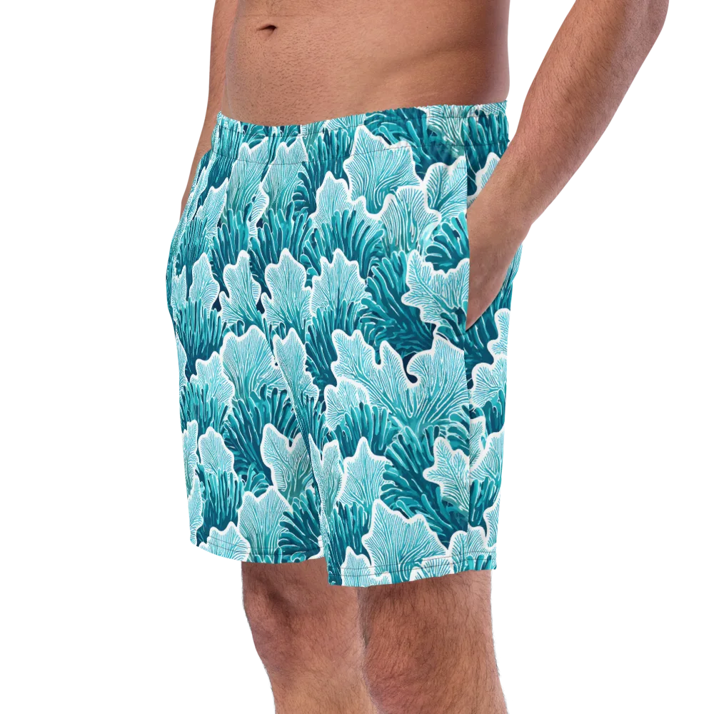 Azure Coral on Swim Trunks — Left Front