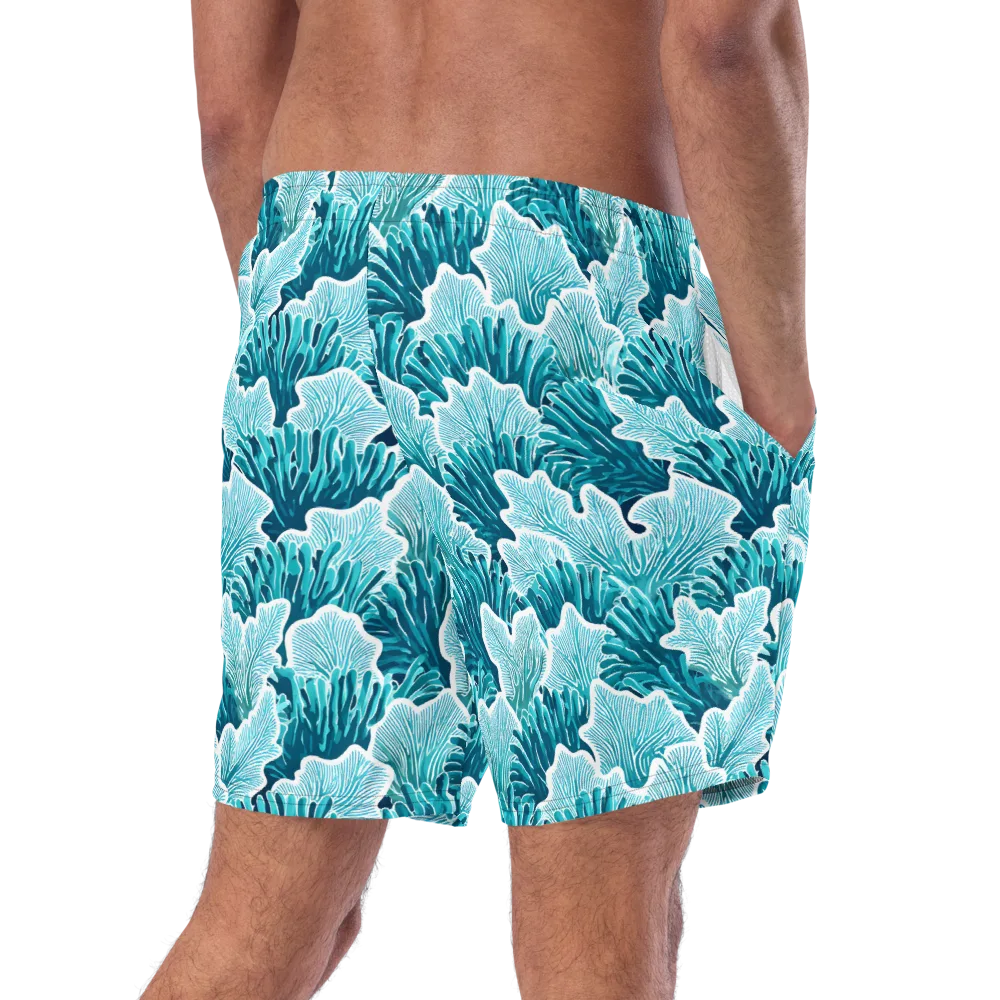 Azure Coral on Swim Trunks — Right Back