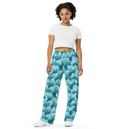 Azure Coral on a Wide-Leg Pants