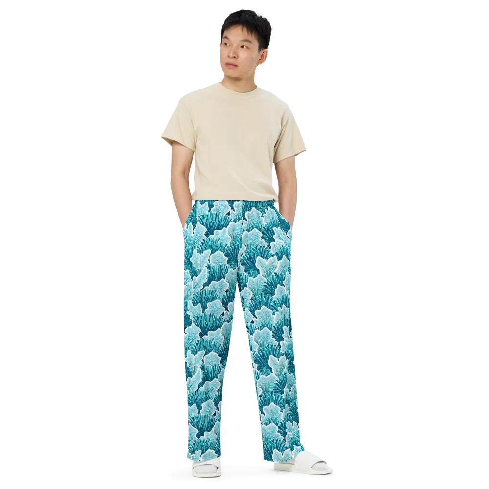 Azure Coral on Wide-Leg Pants — Front