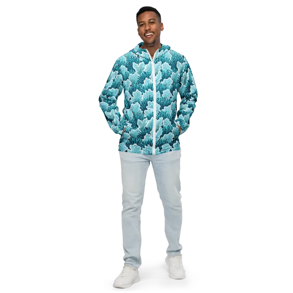 Azure Coral on Men's Windbreaker — Front
