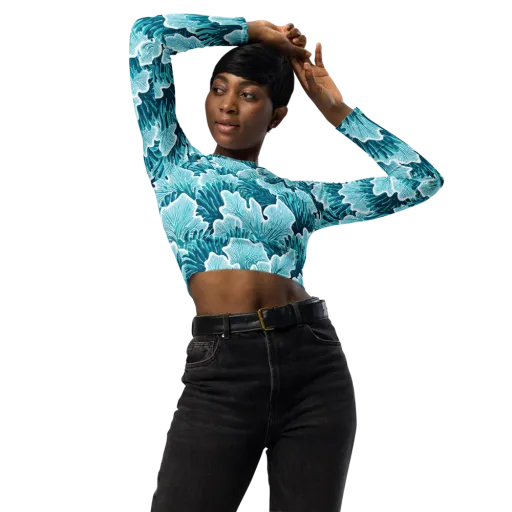Azure Coral on a Long Sleeve Crop Top
