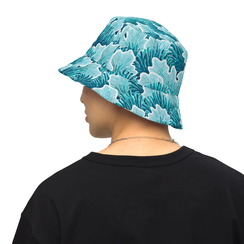 Azure Coral on Reversible Bucket Hat — Back Inside