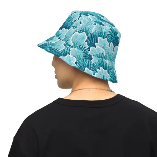 Azure Coral on a Reversible Bucket Hat