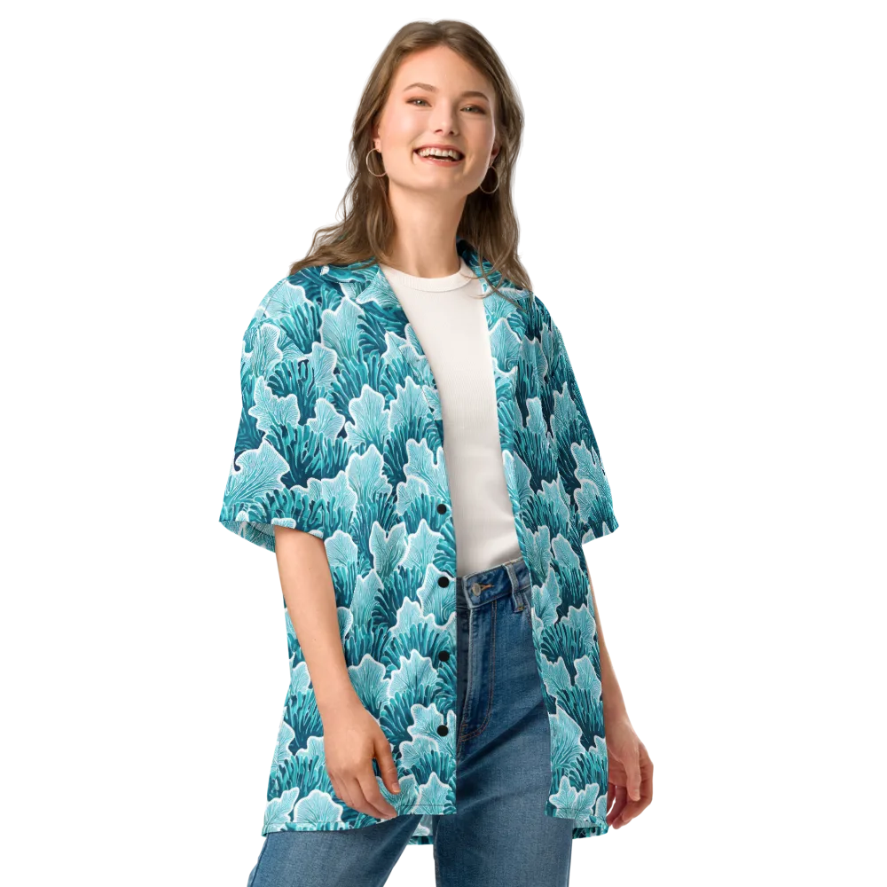 Azure Coral on Button Shirt — Front