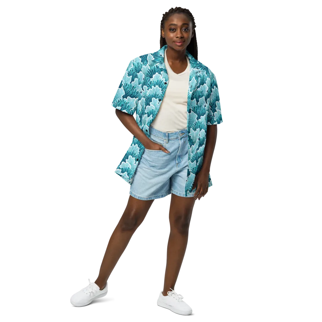 Azure Coral on Button Shirt — Front