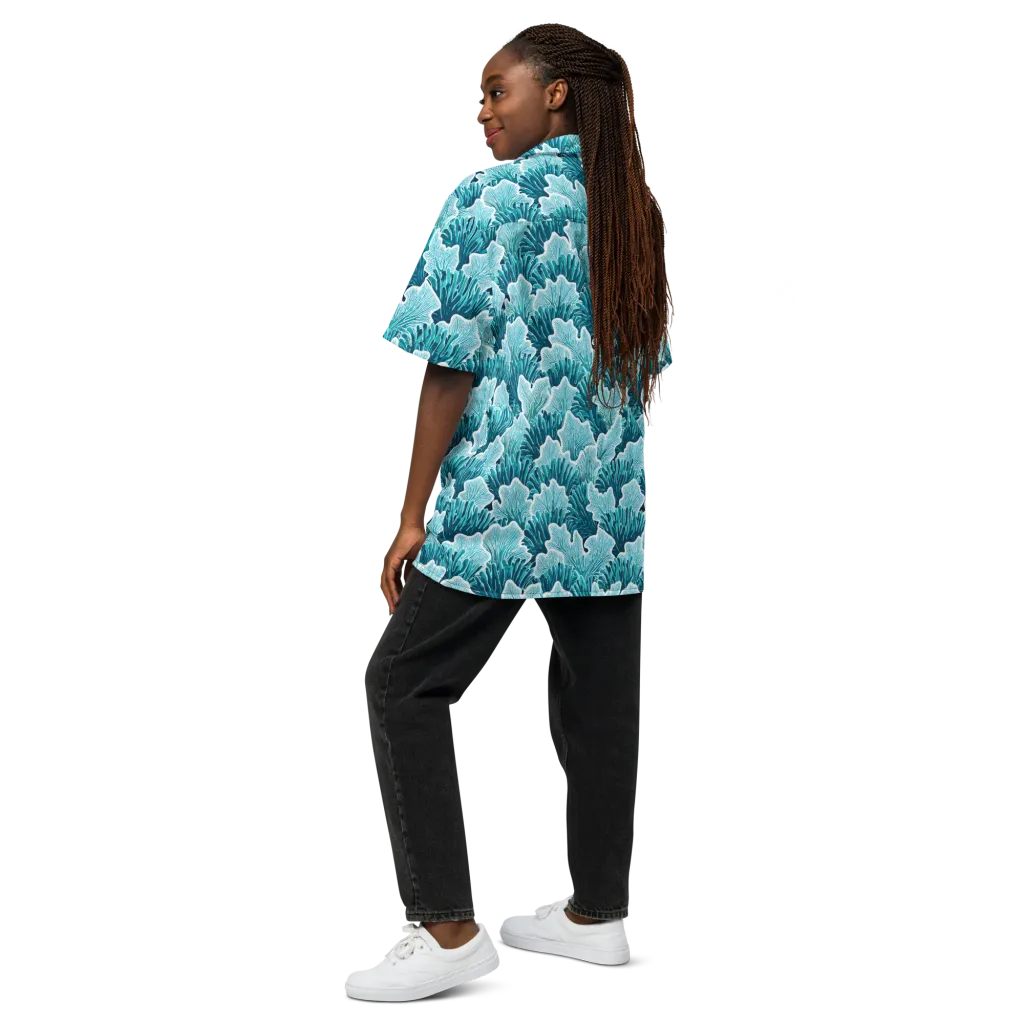 Azure Coral on Button Shirt — Back