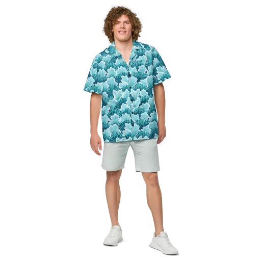 Azure Coral on a Button Shirt