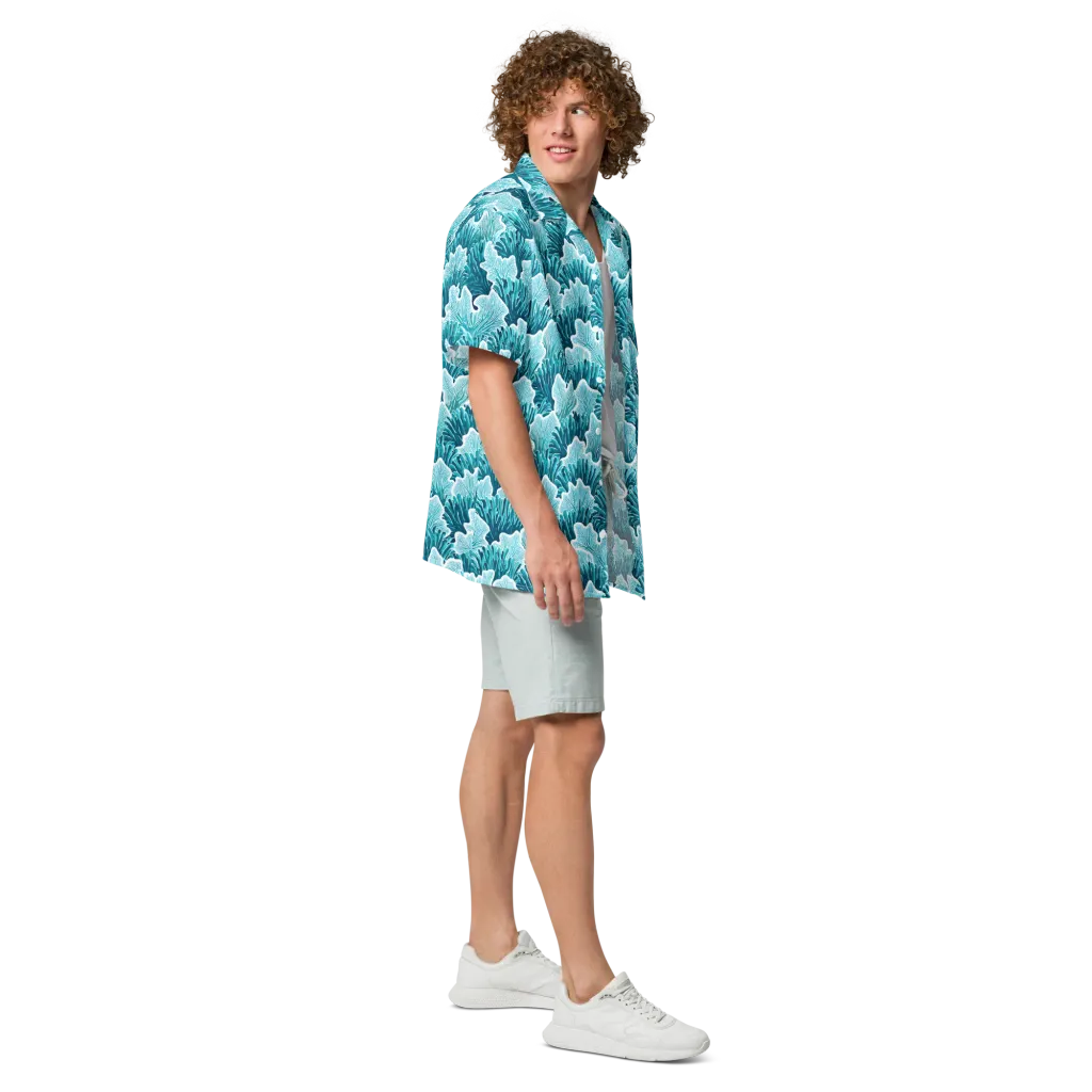 Azure Coral on Button Shirt — Right