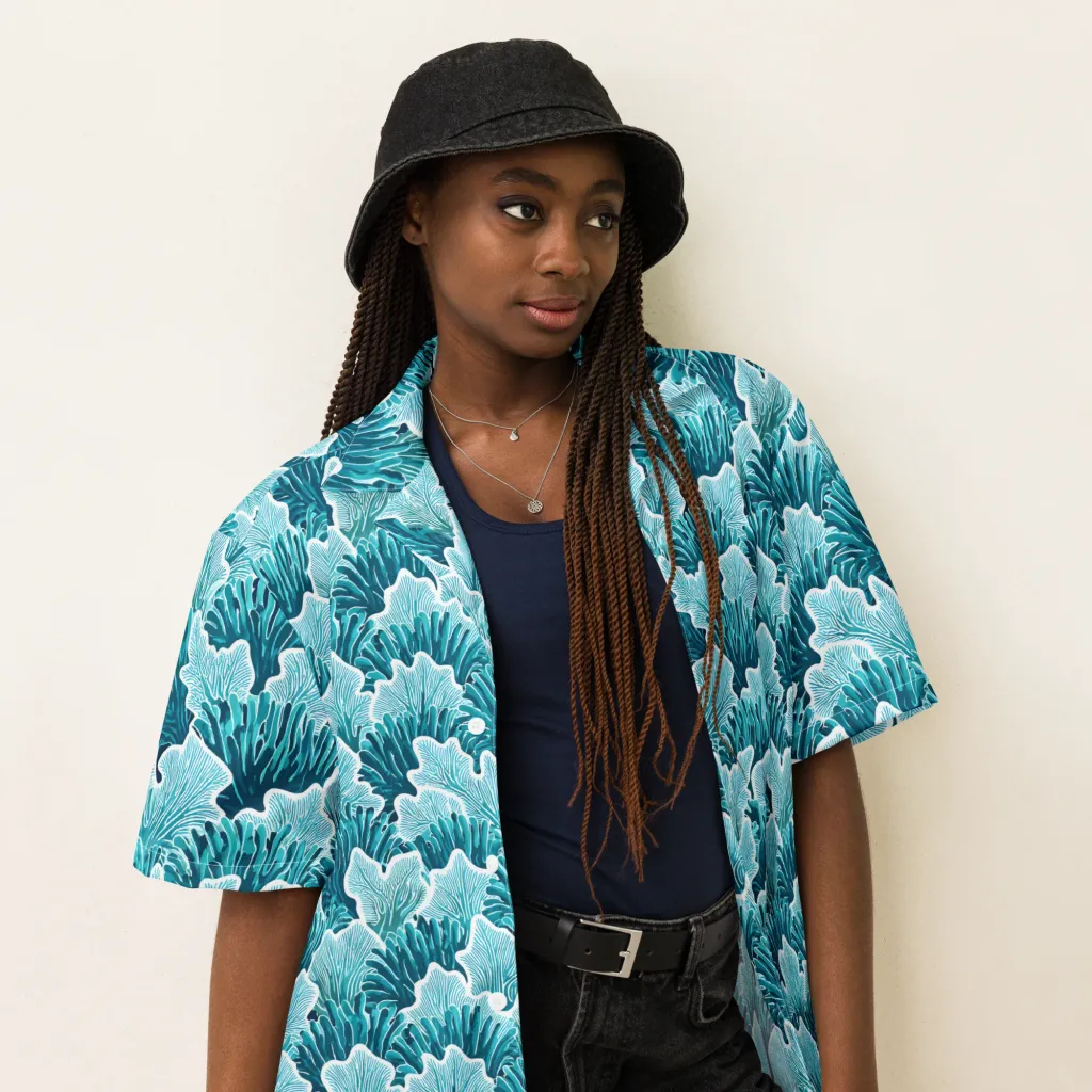 Azure Coral on Button Shirt — Right Front