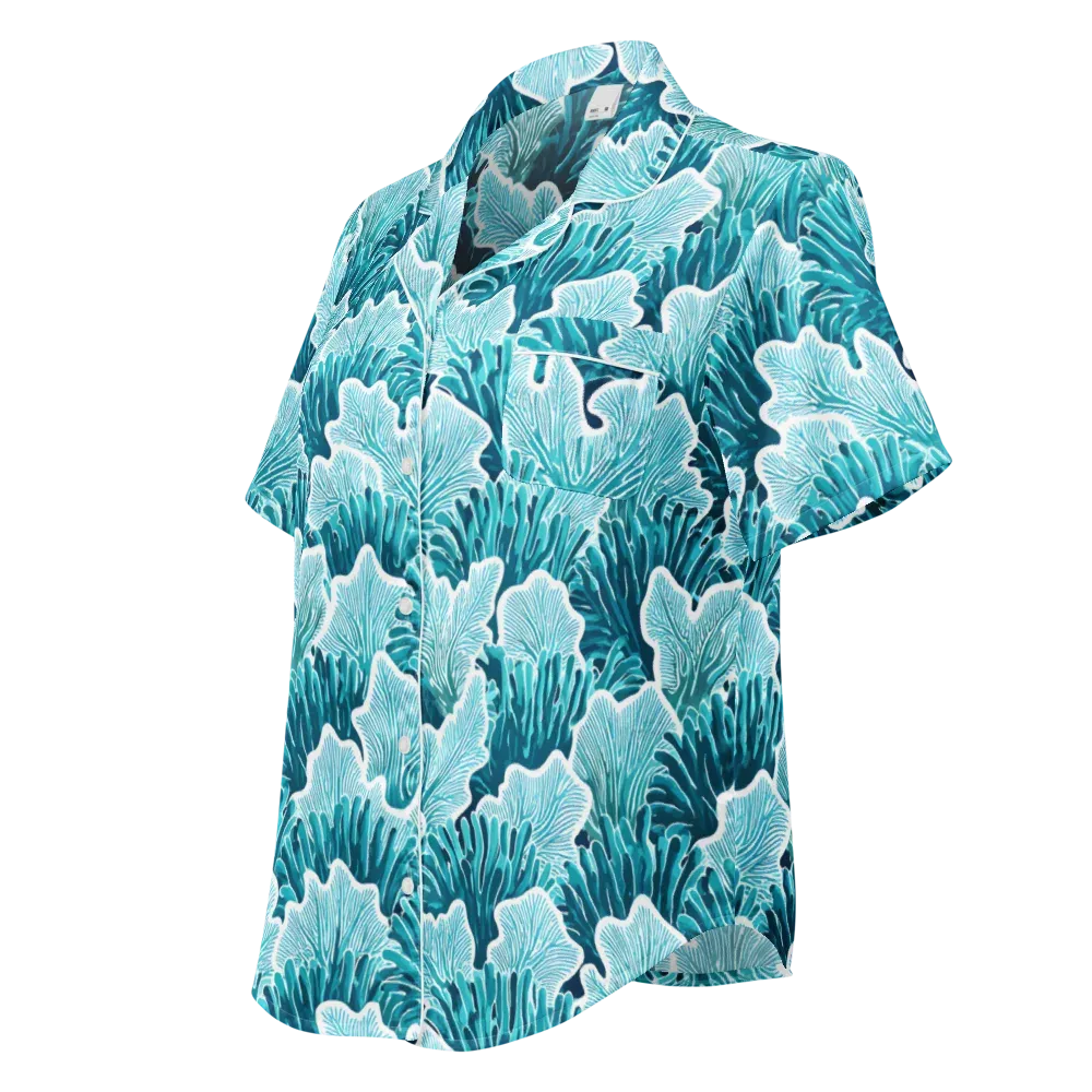 Azure Coral on Women's Short Sleeve Pajama Top — Left Front