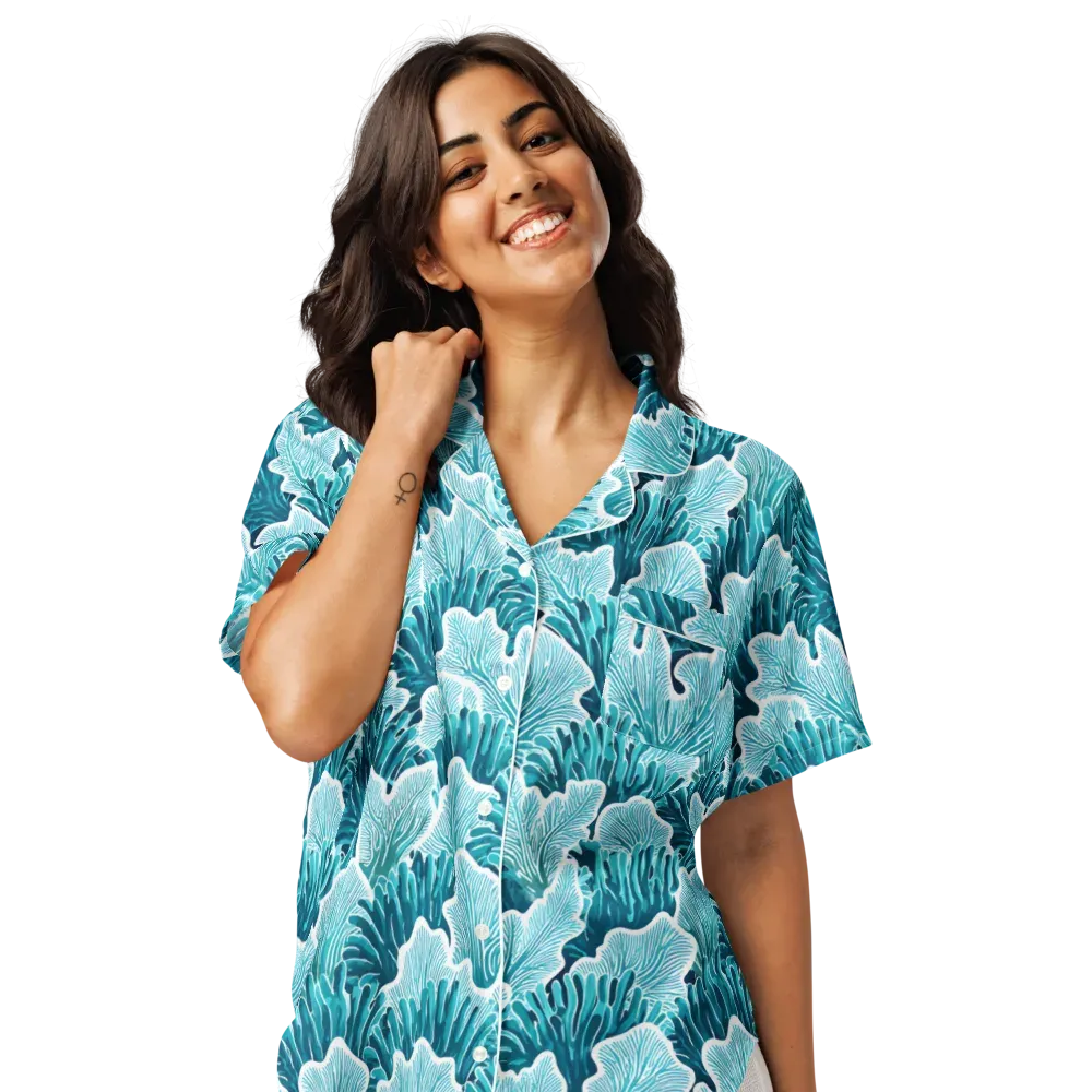 Azure Coral on Women's Short Sleeve Pajama Top — Front