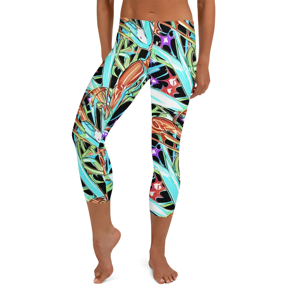 Vivid Overgrowth on Capri Leggings — Front