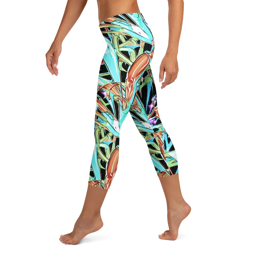 Vivid Overgrowth on Capri Leggings — Left
