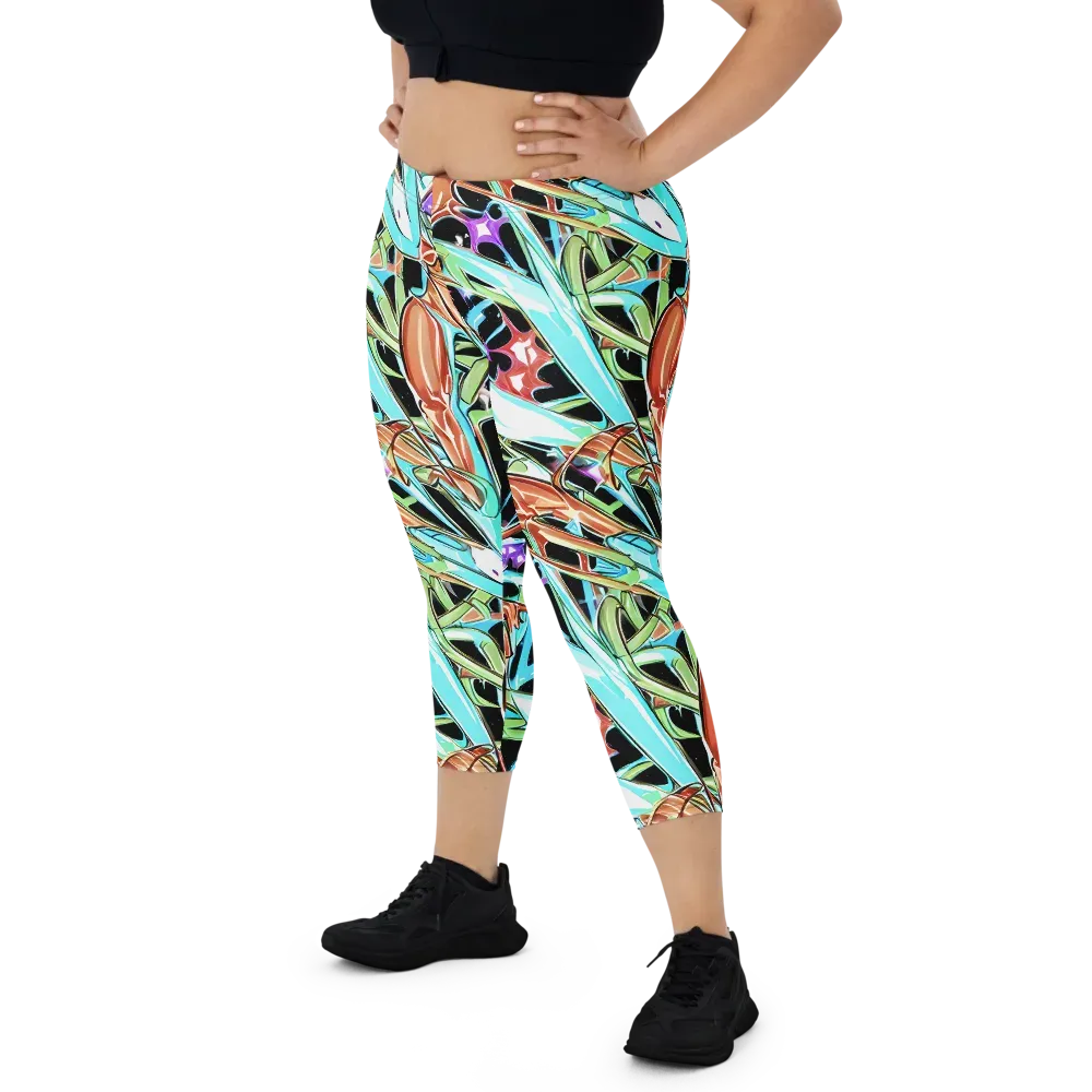 Vivid Overgrowth on Capri Leggings — Front