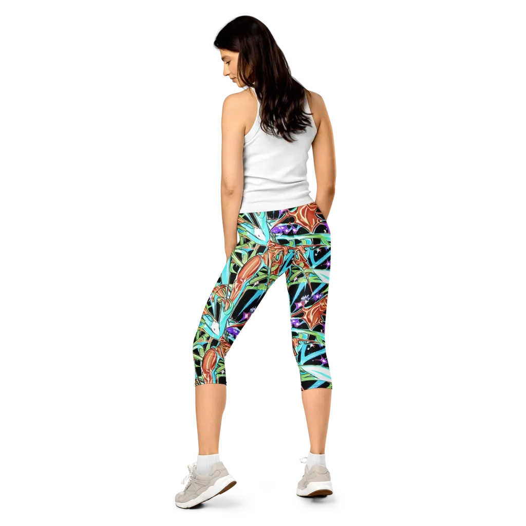 Vivid Overgrowth on Capri Leggings — Back