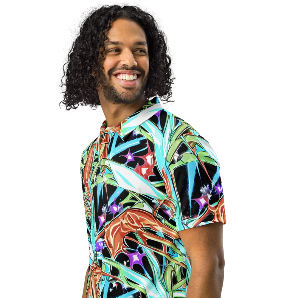 Vivid Overgrowth on Men's Slim Fit Polo Shirt — Left Front