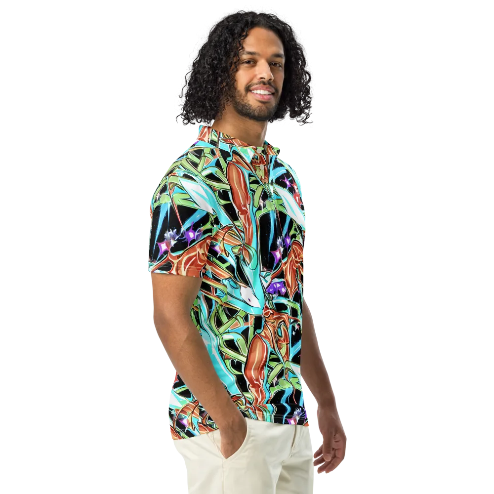 Vivid Overgrowth on Men's Slim Fit Polo Shirt — Right Front