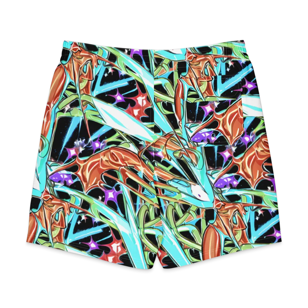 Vivid Overgrowth on Men's Board Shorts — Back