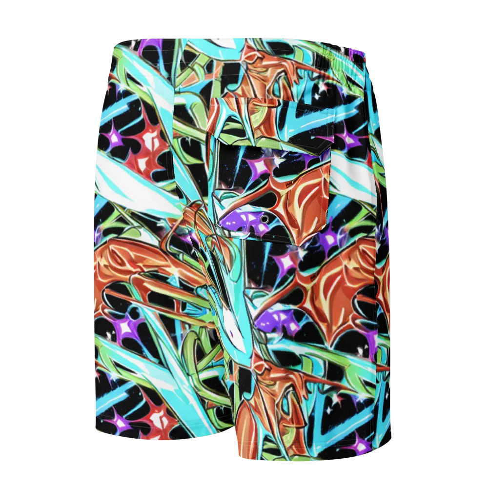 Vivid Overgrowth on Men's Board Shorts — Back