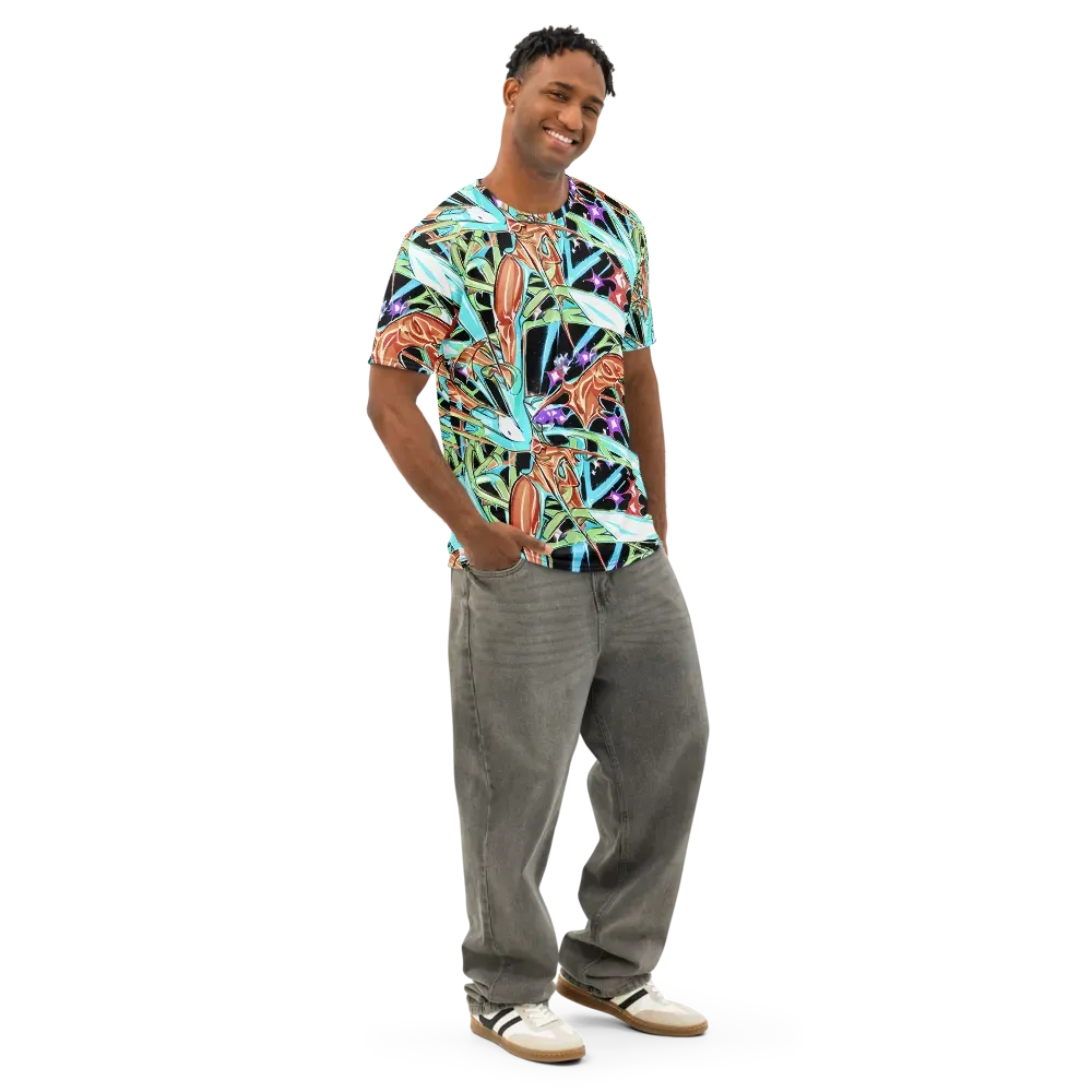 Vivid Overgrowth on Men's Cotton Crew Neck T-Shirt — Right Front