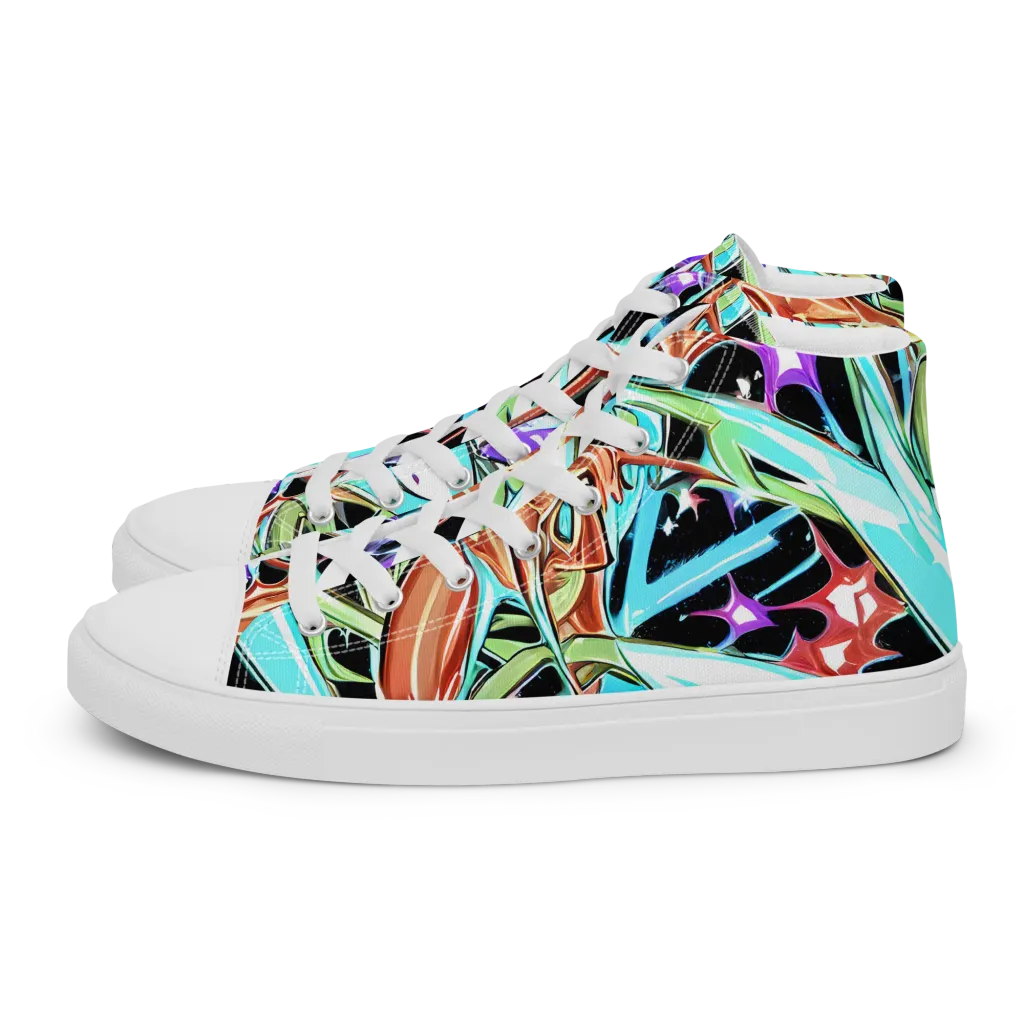 Vivid Overgrowth on Men's High Top Canvas Shoes — Left