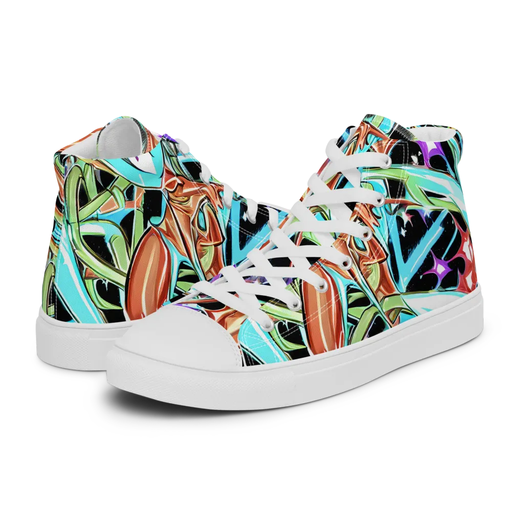 Vivid Overgrowth on Men's High Top Canvas Shoes — Left
