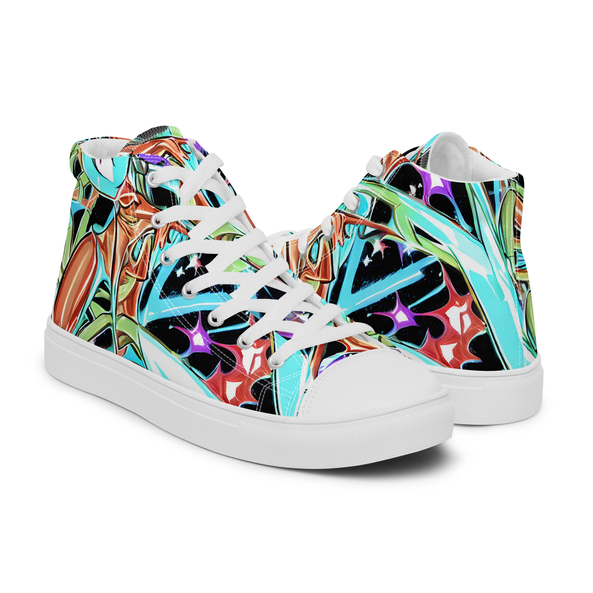 Vivid Overgrowth on Men's High Top Canvas Shoes — Right