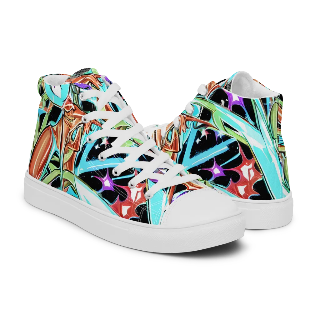 Vivid Overgrowth on Men's High Top Canvas Shoes — Right