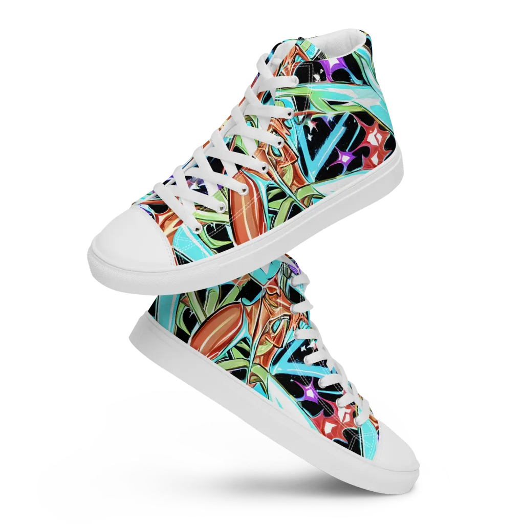 Vivid Overgrowth on Men's High Top Canvas Shoes — Front